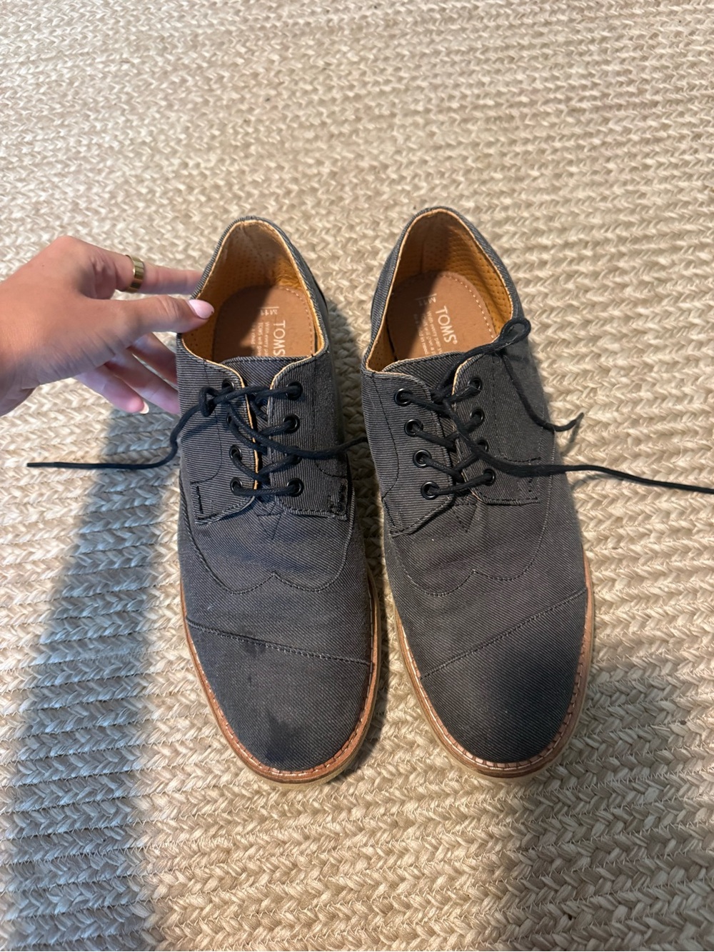 Toms Men's Charcoal Canvas Derby Oxfords